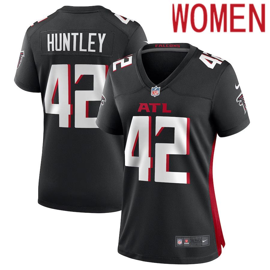 Women Atlanta Falcons 42 Caleb Huntley Nike Black Game NFL Jersey